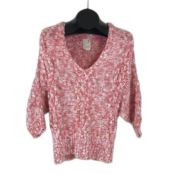 Anthropologie Far Away From Close Geranium Confetti Knit Sweater Women's Small - Picture 1 of 10